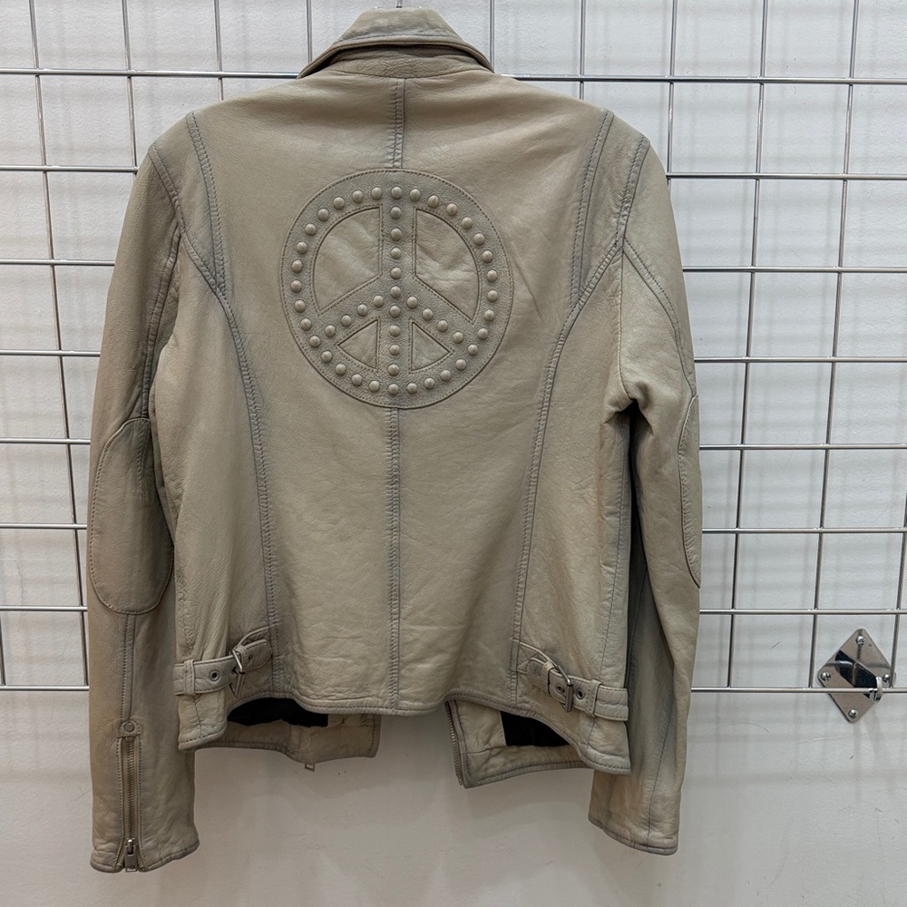Peace Sign Leather Moto Jacket